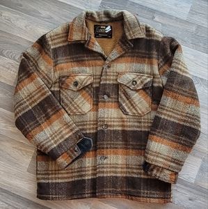 SOLD!! Orange brown Campus Outerwear plaid coat